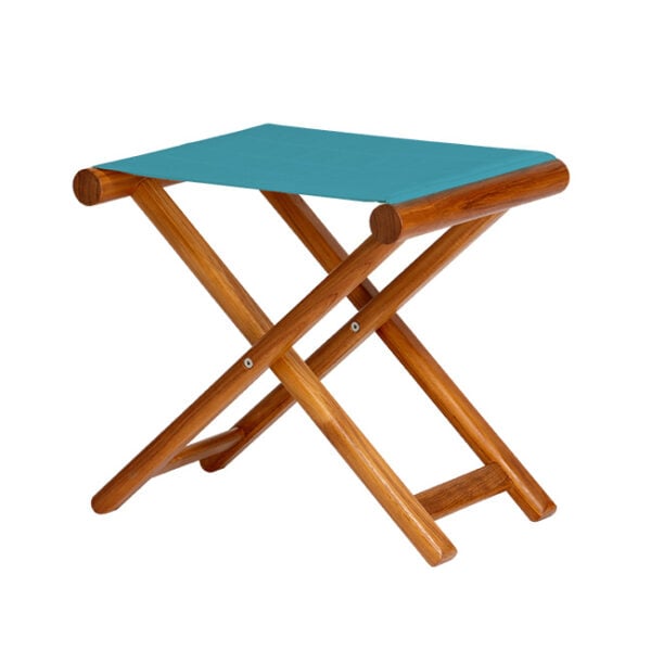 Turquoise folding teak stool