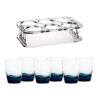 pack fiesta water blue 6 vasos y un portavasos
