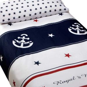 Funda nórdica y funda de almohada de cama individual con diseño marino detalles rojo